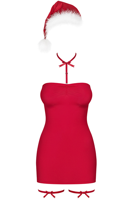 Костюм снегурочки Kissmas Red ( платье, шапочка, чокер, подвязки) — изображение 5