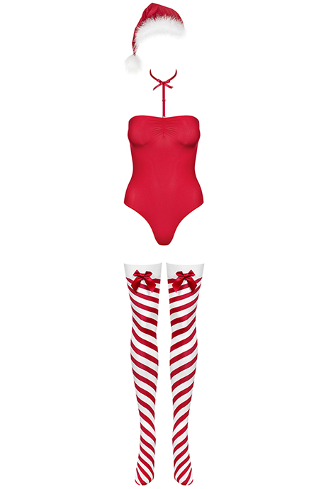 Костюм снегурочки Kissmas teddy (боди, шапочка, чокер, чулки) — изображение 5