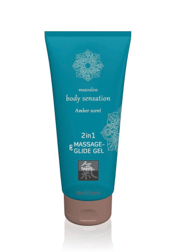 Лубрикант і Масажна олія 2 в 1 для чоловіків Shiatsu Massage & Glide gel 2in1 Amber scent, 200 мл