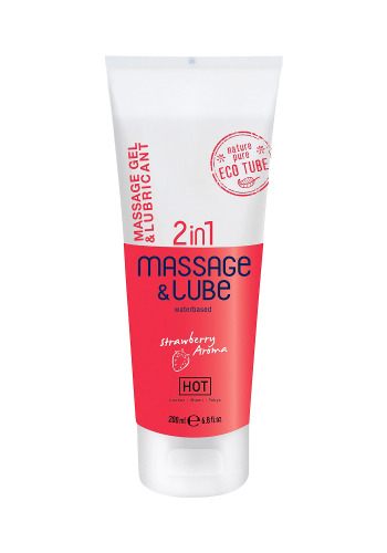 Масажний гель і лубрикант Hot Massage & Glide Gel 2in1 Strawberry 200 мл - фото 1