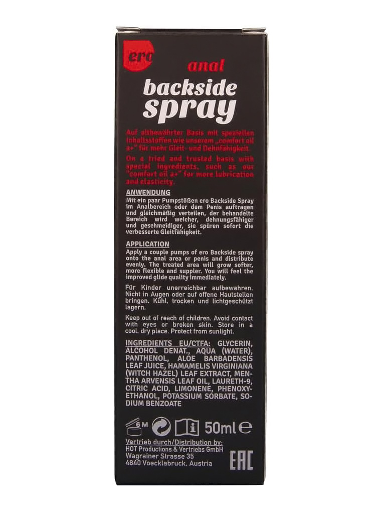 Анальний розслабляючий спрей Back Side Spray Ero, 50 мл - Зображення 2