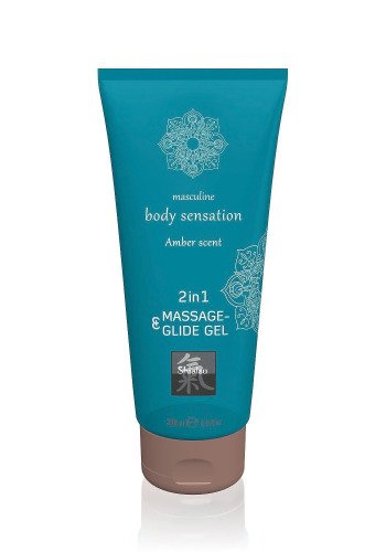 Лубрикант и массажное масло 2 в 1 для мужчин Shiatsu Massage & Glide gel 2in1 Amber scent 200 мл