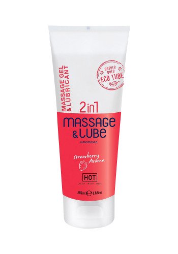 Масажний гель і лубрикант Hot Massage & Glide Gel 2in1 Strawberry 200 мл - фото 1