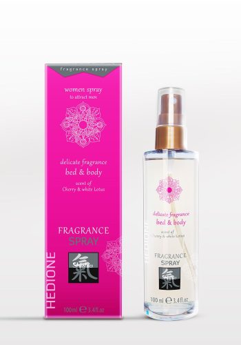Спрей для тела и постели с феромонами и афродизиаками Hot Fragrance Shiatsu Вишня и белый лотос, 100 мл ( для женщин)