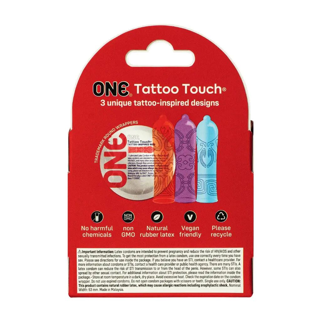 Презервативы с рельефным рисунком One Tattoo Touch, 3 шт — изображение 2