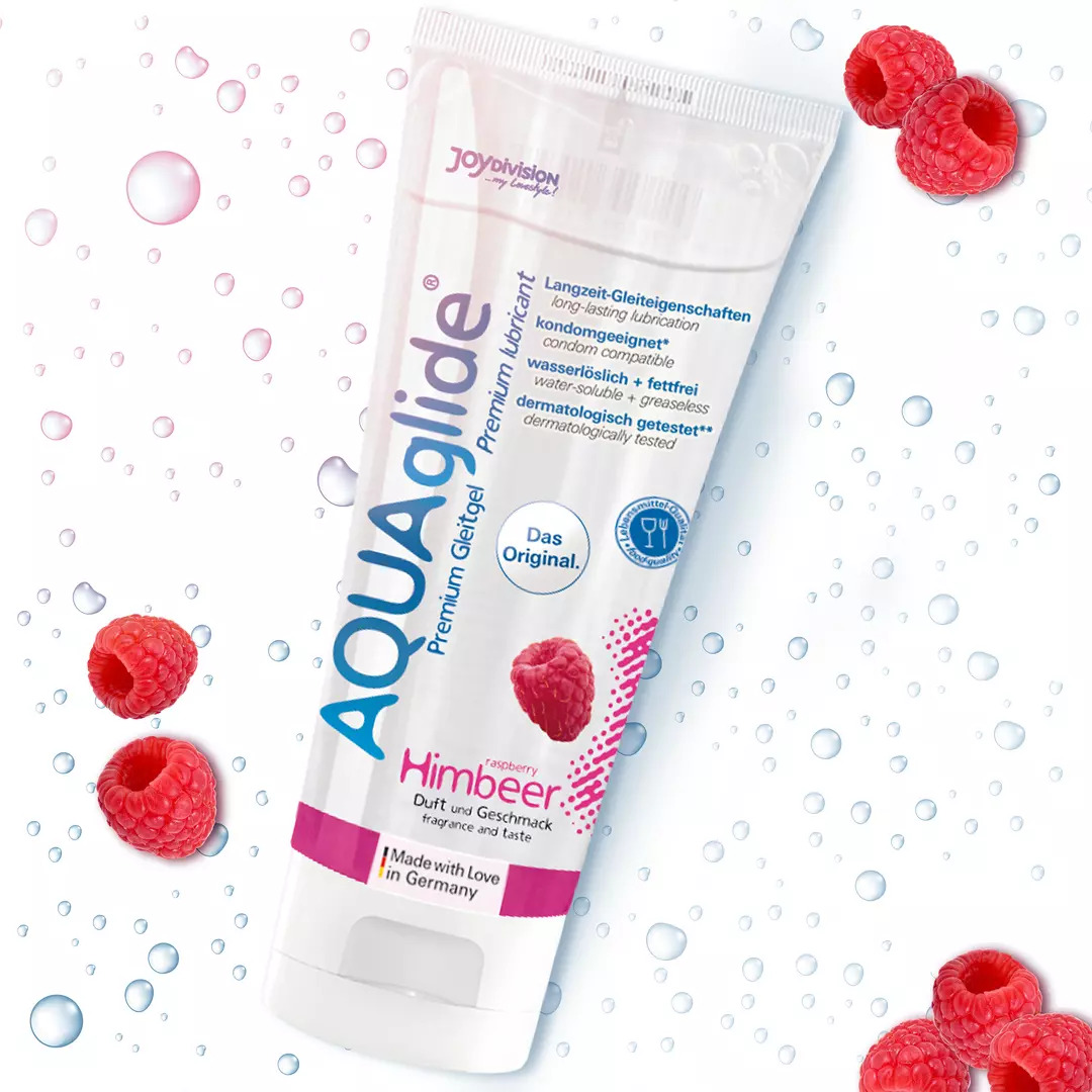 Їстівний лубрикант зі смаком малини AQUAglide Raspberry на водній основі