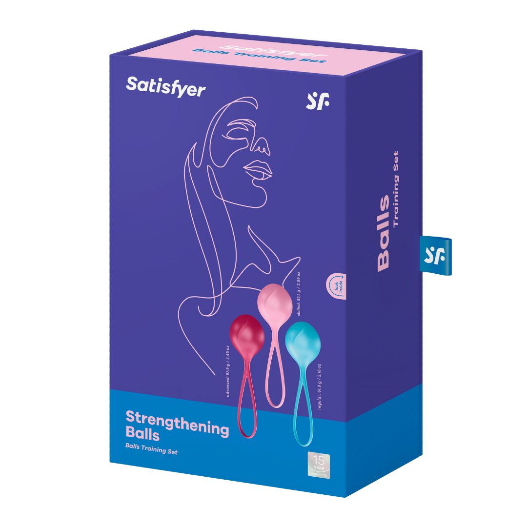 Вагінальні кульки набір Strengthening Balls 3 шт вага: 62-82-98 гр Satisfyer - фото 5
