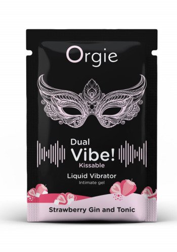 Пробник жидкий вибратор коктейль Джин-тоник клубника Dual Vibe! 1 мл