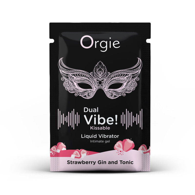 Пробник жидкий вибратор коктейль Джин-тоник клубника Dual Vibe! 1 мл