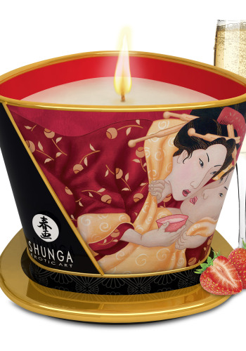Масажна свічка Sparkling Strawberry Wine аромат: полуниця і шампанське Shunga