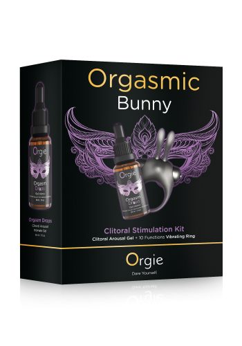 Набір Orgasmic Bunny ерекційне віброкільце + краплі для клітора Orgie - фото 1