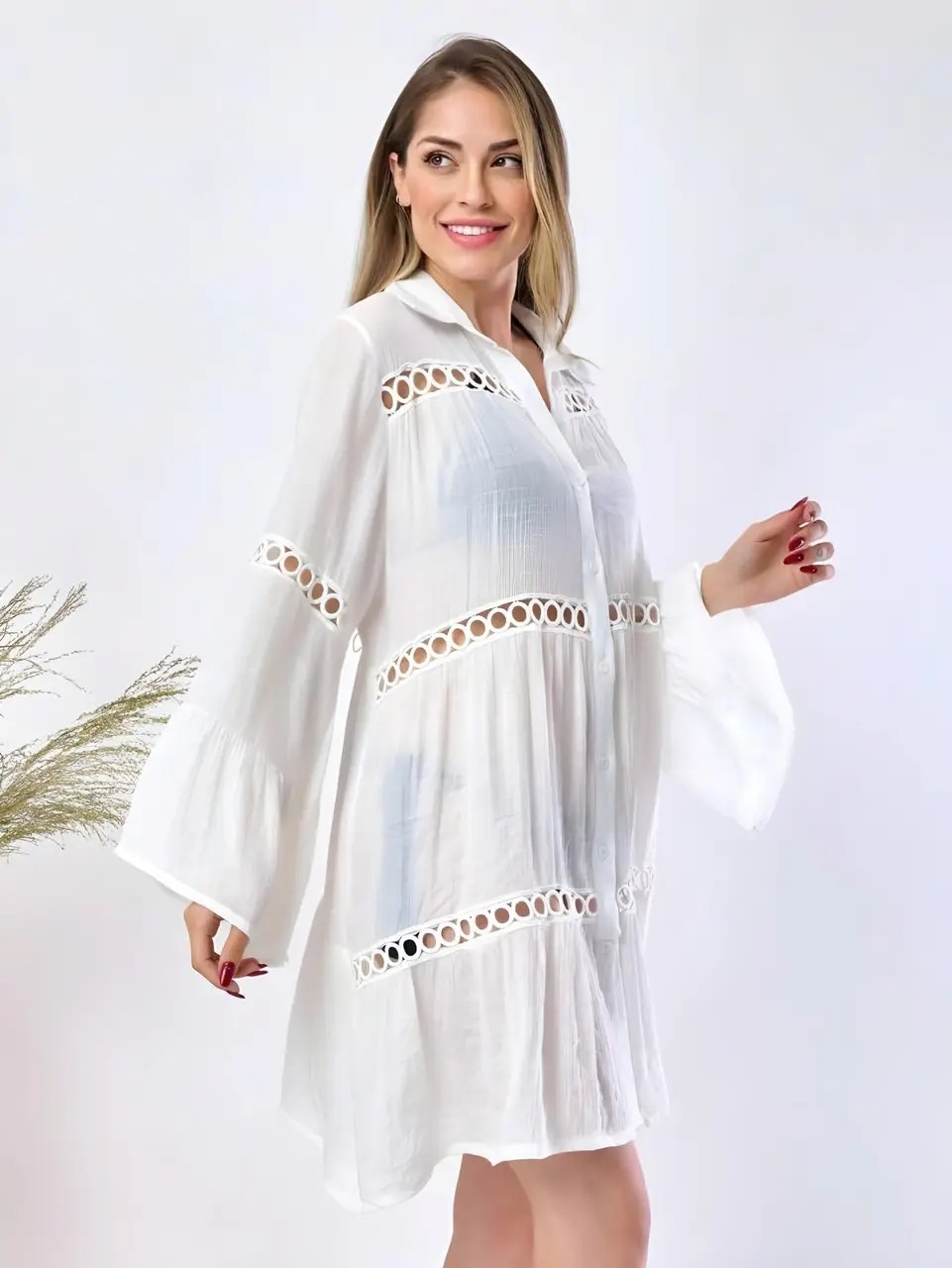 Пляжная туника-рубашка P18 White — изображение 5