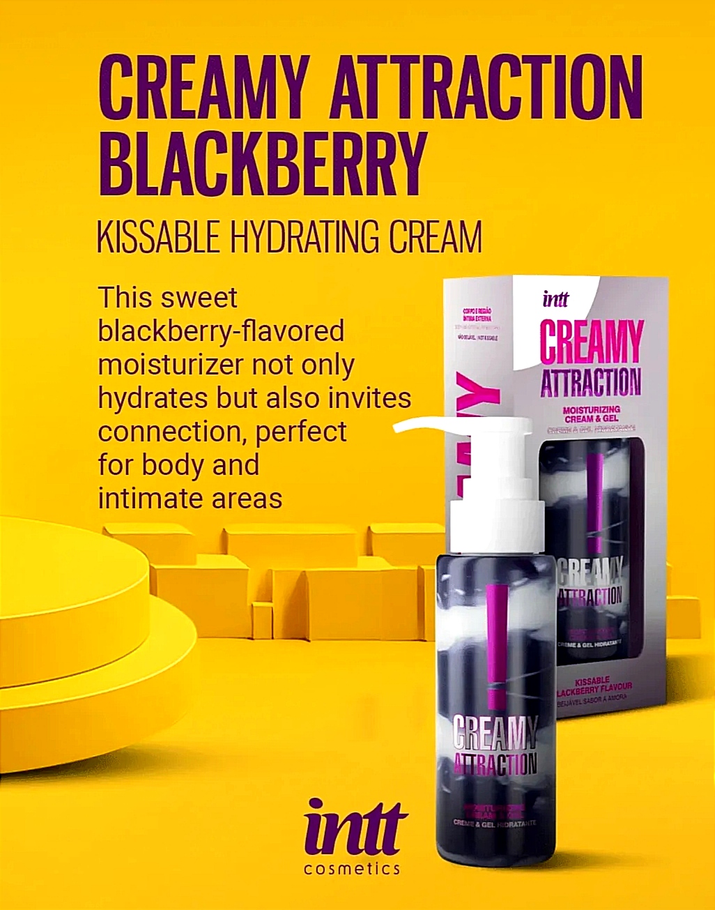 Зволожувальний крем-гель 2в1 Intt Creamy Attraction Blackberry для поцілунків, 100 мл