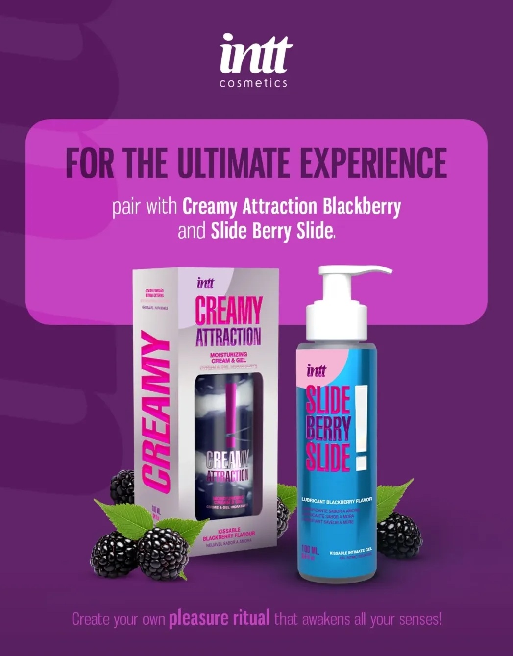 Зволожувальний крем-гель 2в1 Intt Creamy Attraction Blackberry для поцілунків, 100 мл