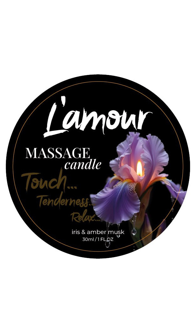 Масажна свічка L'amour Iris and Amber Musk з ароматом ірису та бурштинового мускусу, 30 мл