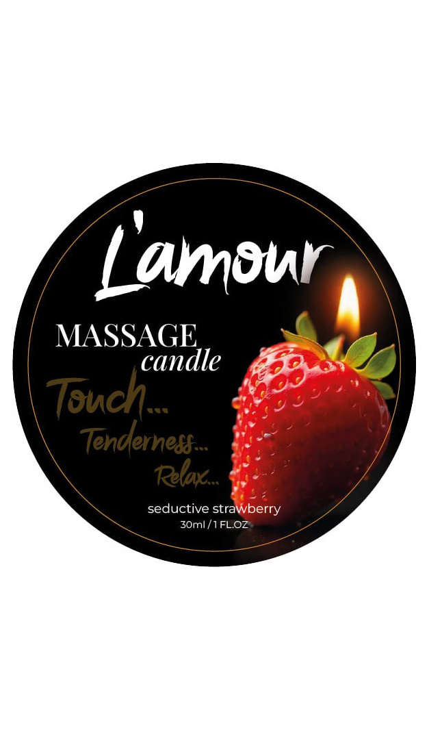 Масажна свічка L'amour Seductive Strawberry з ароматом полуниці, 30 мл