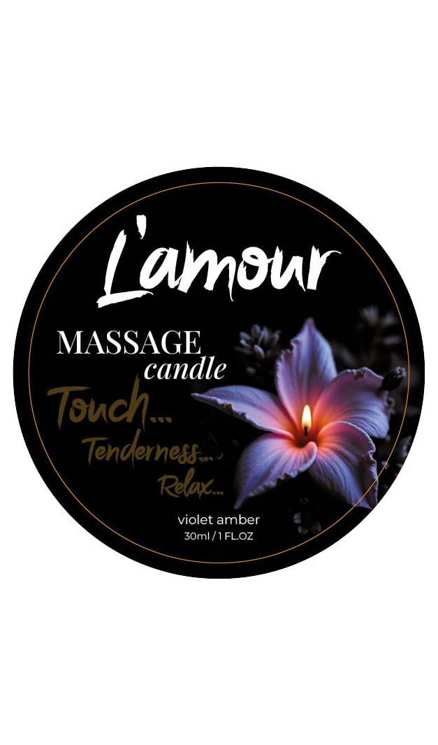 Масажна свічка L'amour Violet Amber з ароматом фіалки та ванілі, 30 мл