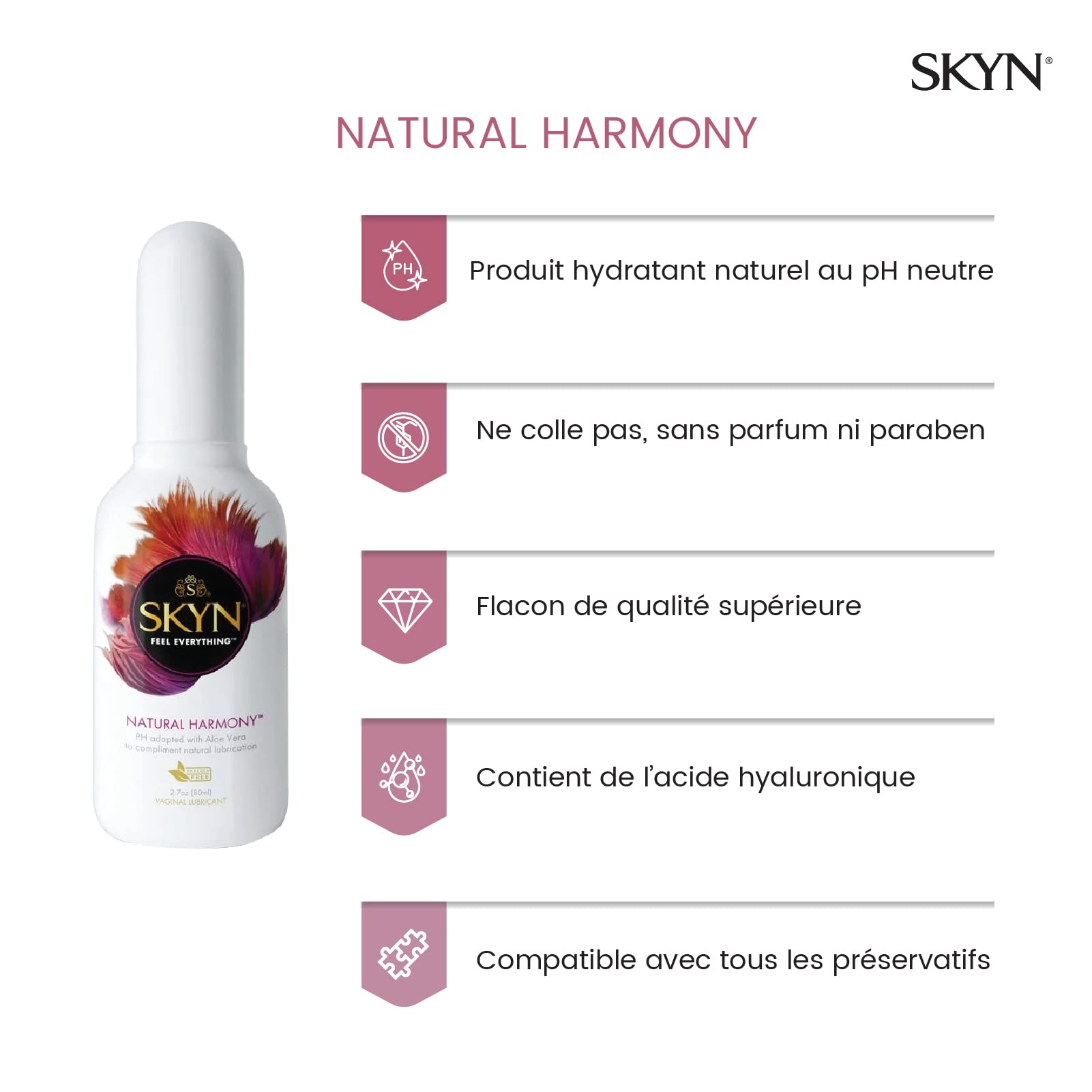 Преміальний лубрикант на водній основі SKYN Natural Harmony 80 мл, гіалуронова кислота