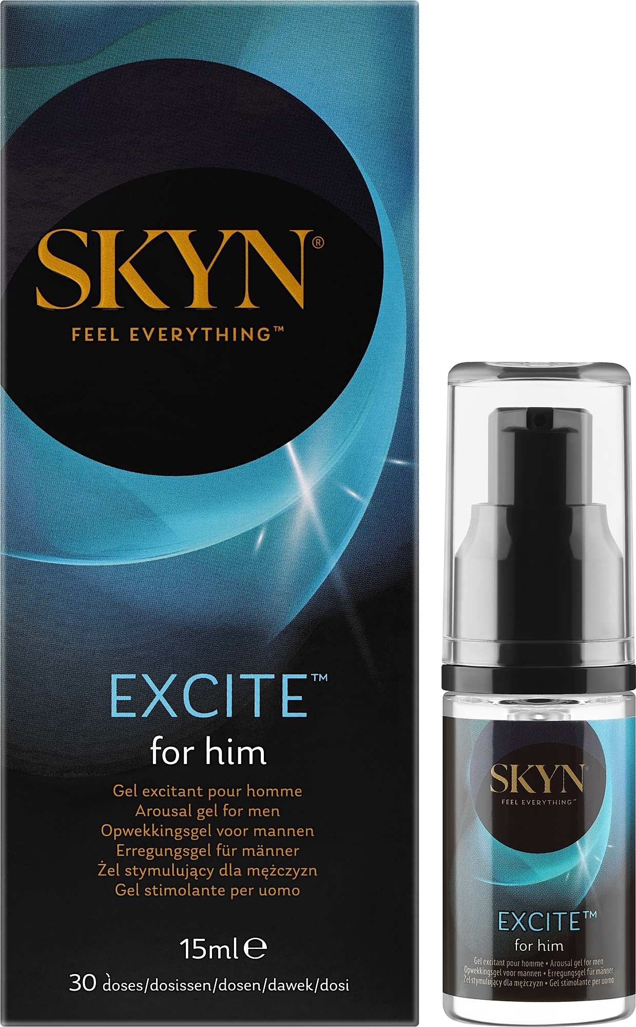 Стимулюючий гель для чоловіків SKYN Excite for him 15 мл, поколювання, тепло-холод, містить L-аргінін