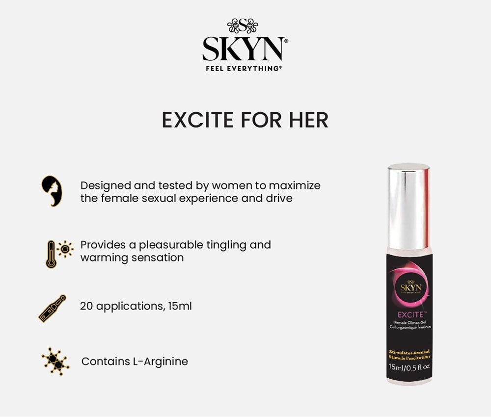 Збуджувальний гель SKYN Excite for her 15 мл, поколювання, ефект тепло-холод, містить L-аргінін