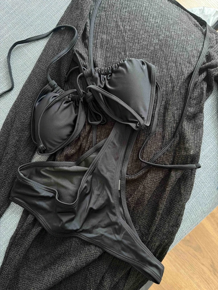 Купальник раздельный Lisea Black-704 c туникой паутинкой — изображение 8