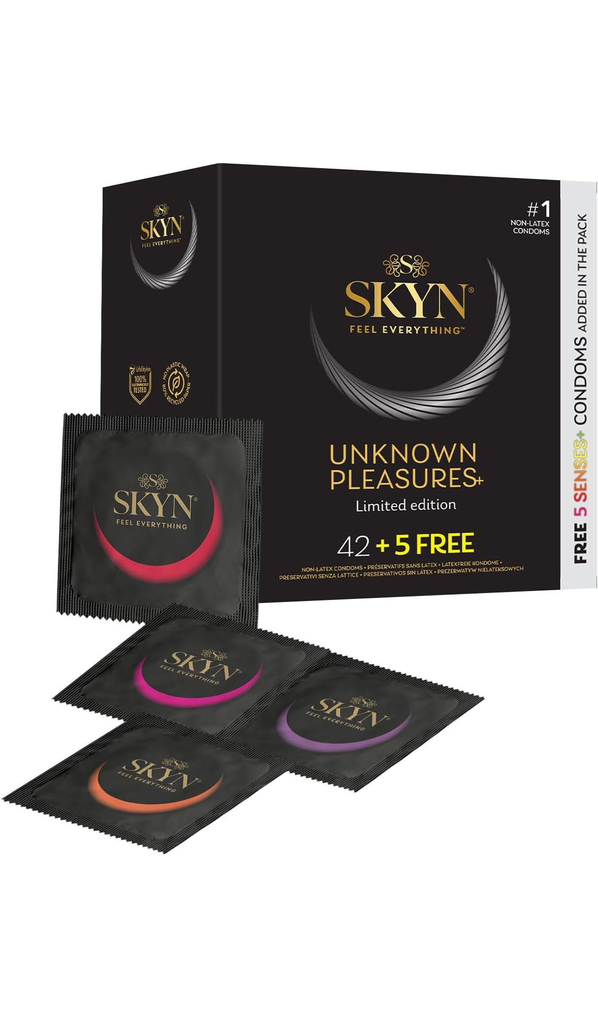 Безлатексні преміум-презервативи SKYN Unknown Pleasures 42+5 шт, 6 різних видів