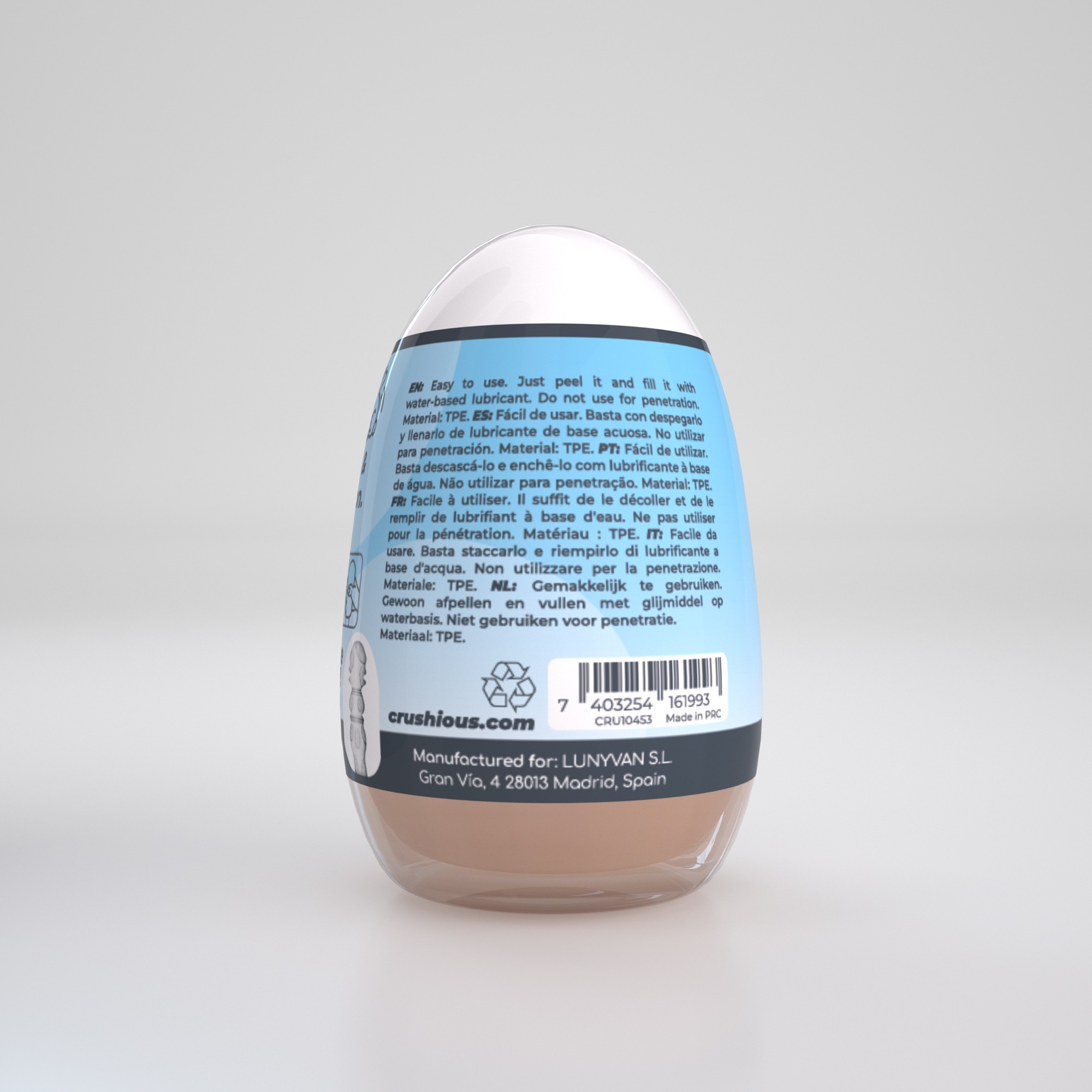 Багаторазаовий мастурбатор-яйце, вагіна CRUSHIOUS EZY EGG THE Lover, реалістичний