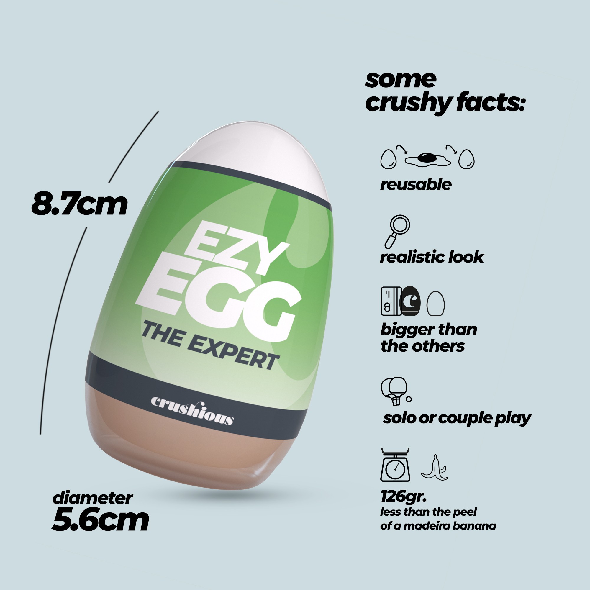 Багаторазовий мастурбатор-яйце, вагіна CRUSHIOUS EZY EGG THE Expert, реалістичний