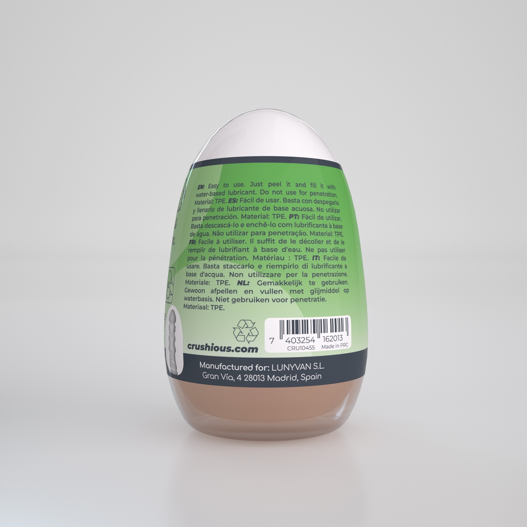 Багаторазовий мастурбатор-яйце, вагіна CRUSHIOUS EZY EGG THE Expert, реалістичний