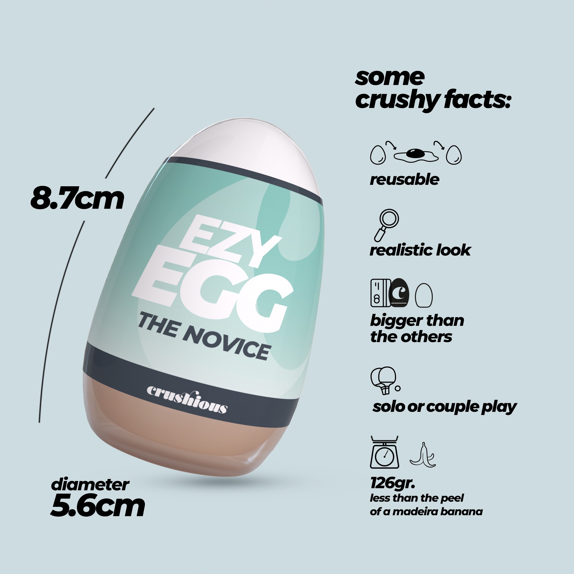Багаторазовий мастурбатор-яйце, вагіна CRUSHIOUS EZY EGG THE Novice, реалістичний