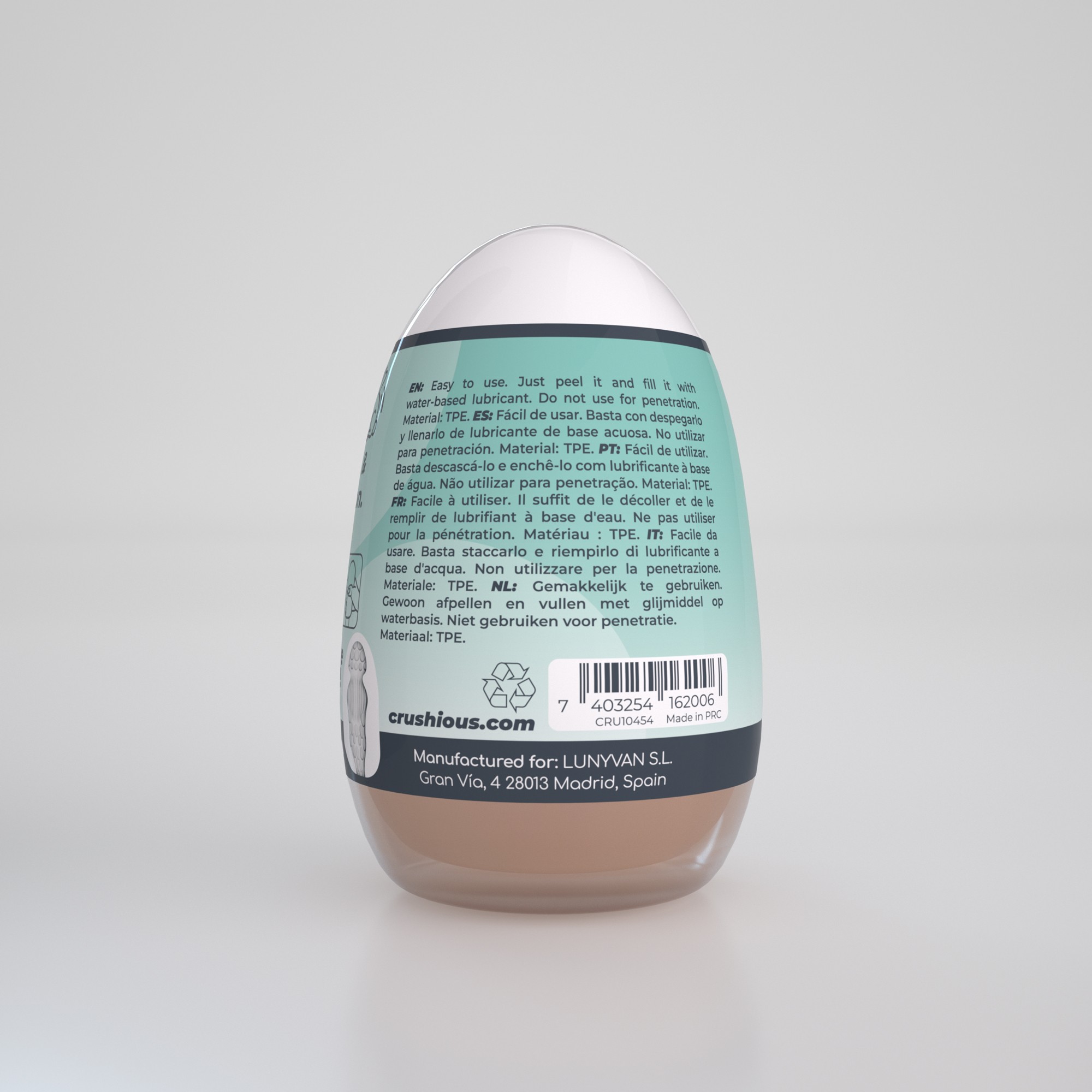 Багаторазовий мастурбатор-яйце, вагіна CRUSHIOUS EZY EGG THE Novice, реалістичний
