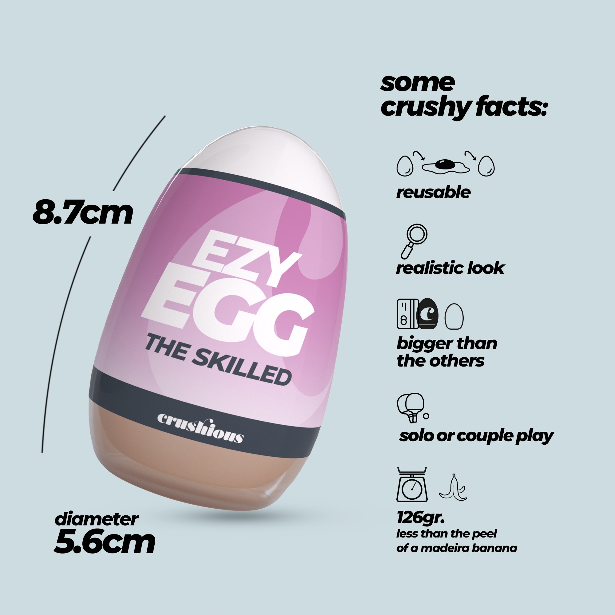 Багаторазвоий мастурбатор-яйце, вагіна CRUSHIOUS EZY EGG THE Skilled, реалістичний