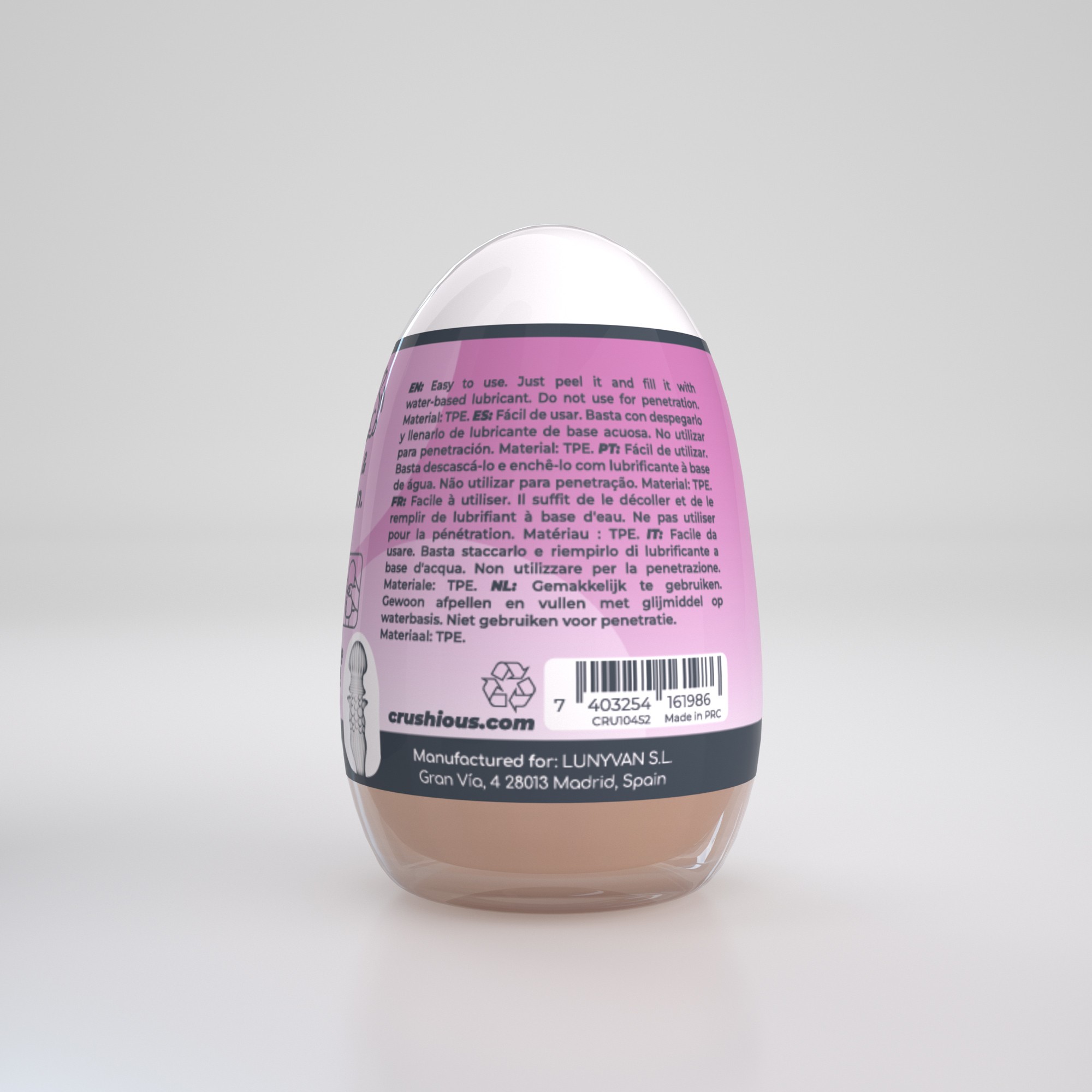 Багаторазвоий мастурбатор-яйце, вагіна CRUSHIOUS EZY EGG THE Skilled, реалістичний