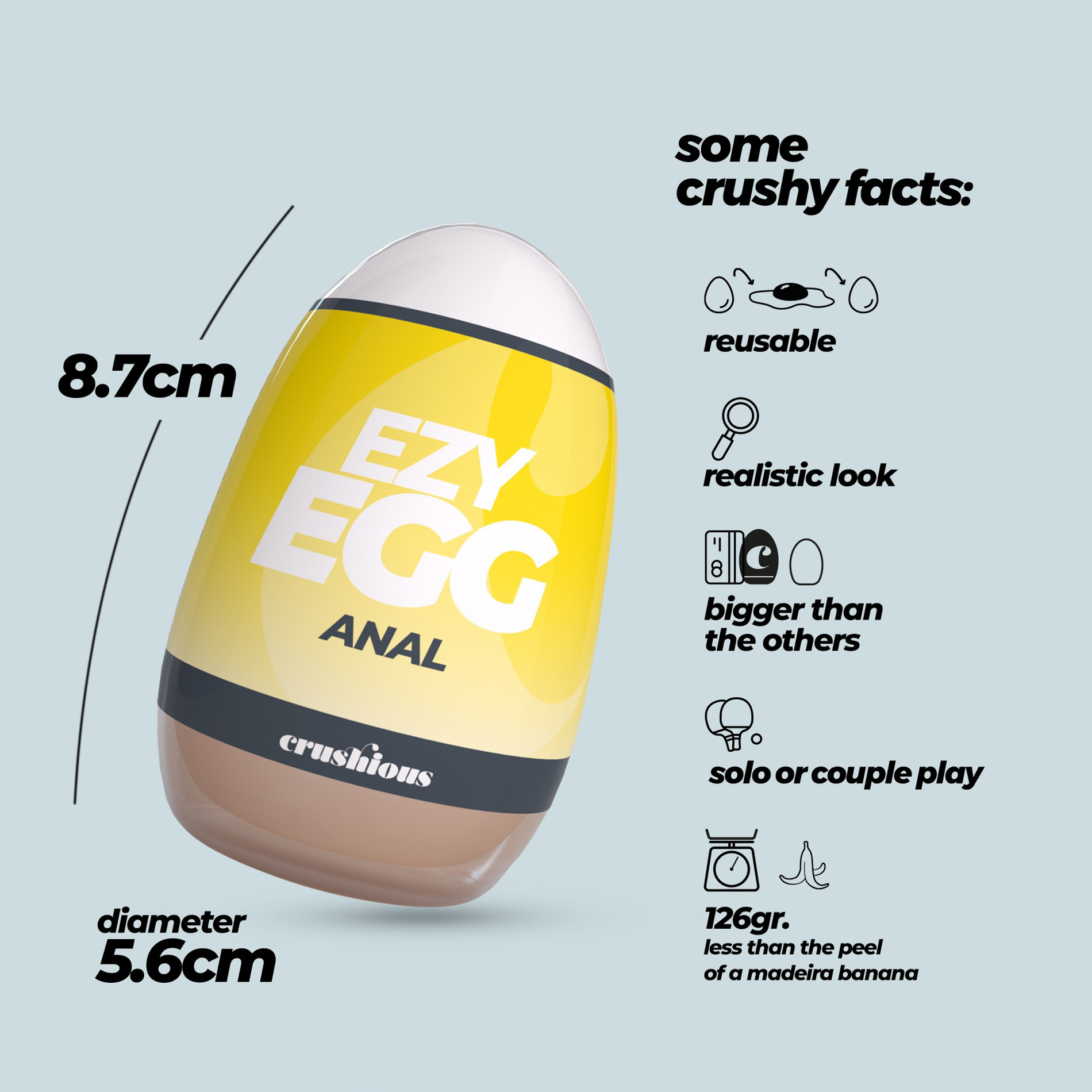 Багаторазовий мастурбатор-яйце, анал CRUSHIOUS EZY EGG THE Anal, реалістичний