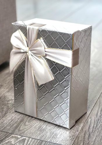 Подарункова коробка з бантом Gift box 12 Silver